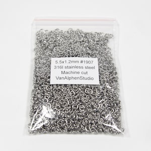 5.5x1.2mm, Stainless Steel Jump Rings, Machine Cut, Chainmaille Rings, Stainless Steel Jumprings, Chainmail Rings, Chain Maille Supplies