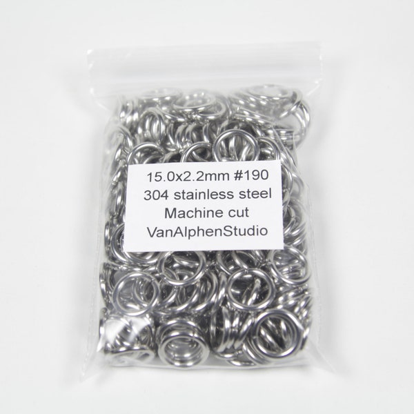 15,0x2,2mm, Edelstahl Biegeringe, Machine Cut, Chainmaille Ringe, Rostfreier Stahl, Chainmail Binderinge, Chainmaille Zubehör