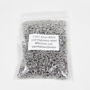 7.0x1.5mm, Anneaux de saut en acier inoxydable, Coupe machine, Anneaux Chainmaille, Jumprings en acier inoxydable, Anneaux Chainmail, Fournitures Chainmaille