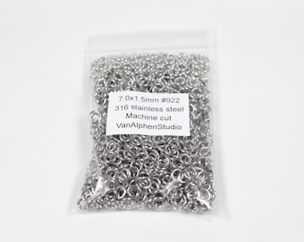 7.0x1.5mm, Anillos de salto de acero inoxidable, Corte a máquina, Anillos de Chainmaille, Jumprings de acero inoxidable, Anillos de Chainmail, Suministros de Chainmaille