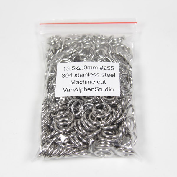 13.5x2.0mm, Stainless Steel Jump Rings, Machine Cut, Chainmaille Rings, Stainless Steel Jumprings, Chainmail Rings, Chain Maille Supplies