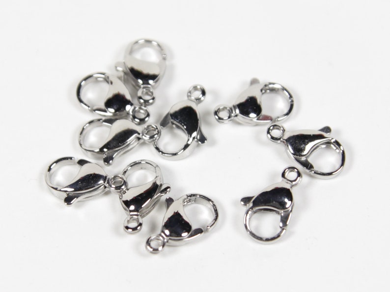 50pcs 100pcs 13mm Stainless Steel Lobster Clasps, Bracelet Clasps, Claw Clasps, Chainmail Clasps, Spring Clip, Small Clasps, Cord Clasps image 2