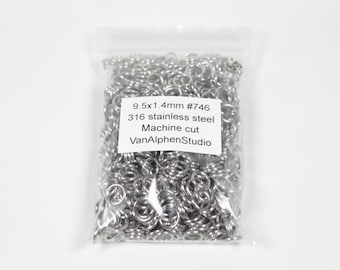 9.5x1.4mm, Stainless Steel Jump Rings, Machine Cut, Chainmaille Rings, Stainless Steel Jumprings, Chainmail Rings, Chain Maille Supplies