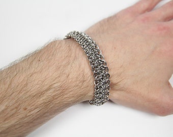 Interwoven 4 in 1 Bracelet, Chainmaille Bracelet, Stainless Steel, Chainmail Bracelet, Chain Maille Bracelet, Mens Bracelet, Mens Jewelry