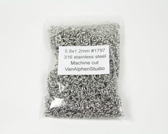 5.8x1.2mm, Stainless Steel Jump Rings, Machine Cut, Chainmaille Rings, Stainless Steel Jumprings, Chainmail Rings, Chain Maille Supplies