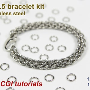 JPL5 Bracelet Kit, 1.2mm, Chainmaille Kit, Stainless Steel, Chainmail, Jump Rings, JPL5 Tutorial, Jens Pind Linkage, Chainmaille Tutorial