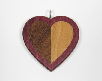 Houten Hart Hangertje, Houten Hartje Ketting, Mozaiek Hangertje, Ketting met Hart, Liefdes Ketting, Valentijnscadeau, Houten Hanger