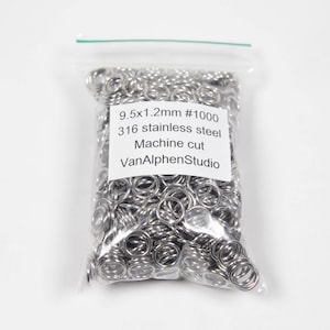 9.5x1.2mm, Stainless Steel Jump Rings, Machine Cut, Chainmaille Rings, Stainless Steel Jumprings, Chainmail Rings, Chain Maille Supplies