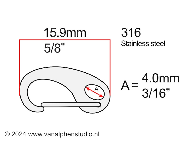 10pcs 16mm Fermoirs à homard en acier inoxydable, Fermoirs de bracelet, Fermoirs à griffes, Clips clés, Fermoirs en cotte de mailles, Fermoir paracorde, Clip à ressort image 4