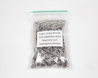 8.0x1.2mm, Stainless Steel Jump Rings, Machine Cut, Chainmaille Rings, Stainless Steel Jumprings, Chainmail Rings, Chain Maille Supplies