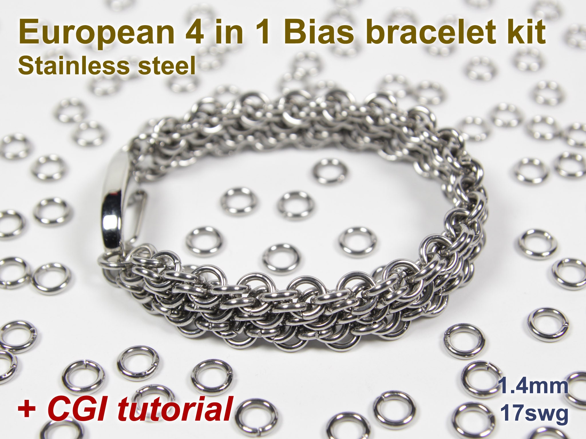 Interwoven 4 in 1 Bracelet Kit, Chainmaille Kit, Stainless Steel, Chainmail  Kit, Jump Rings, Chainmail Bracelet Kit, Chainmail Tutorial 