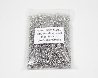 6,0x1,0mm, Rvs Sluitringen, Machine Cut, Maliën Ringen, Roestvast Staal, Rvs Buigringen, Chainmail Ringen, Maliën Ringen, Ringetjes