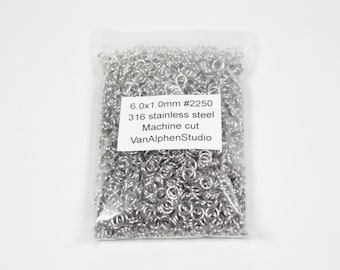 6.0x1.0mm, Anillos de salto de acero inoxidable, Corte a máquina, Anillos de Chainmaille, Jumprings de acero inoxidable, Anillos de Chainmail, Suministros de Chainmaille