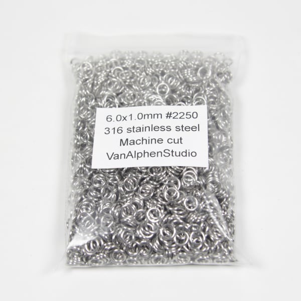 6.0x1.0mm, Stainless Steel Jump Rings, Machine Cut, Chainmaille Rings, Stainless Steel Jumprings, Chainmail Rings, Chain Maille Supplies