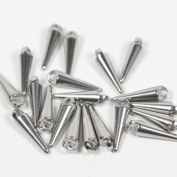20pcs Stainless Steel Spike Pendants, Spike Charms, One-Piece, Durable, Cone