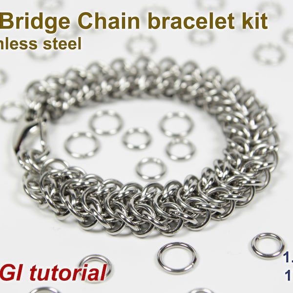 Elf Bridge Chain Bracelet Kit, 1.4mm, Chainmaille Kit, Stainless Steel, Chainmail Kit, Jump Rings, Maille Tutorial, Chainmaille Tutorial