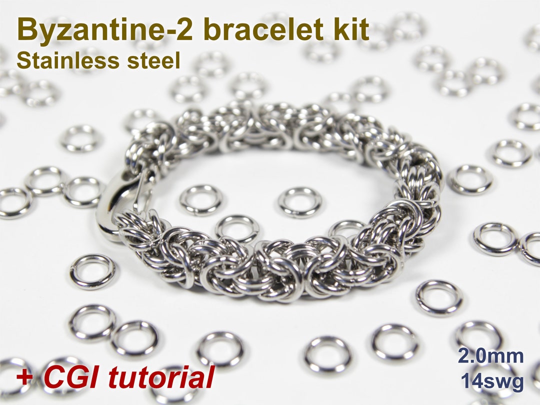 European 4 in 1 Bias Bracelet Kit, Chainmaille Kit, Stainless Steel, Chainmail  Kit, Jump Rings, Box Chain Tutorial, Chainmaille Tutorial 