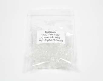 100pcs Silicon Earnuts, 11x7mm, Clear Silicon, Earwire Nuts, Ear Nuts, Transparant, Earring Supplies, Earrings Backs, Stoppers