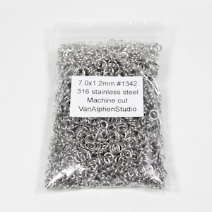 7.0x1.2mm, Stainless Steel Jump Rings, Machine Cut, Chainmaille Rings, Stainless Steel Jumprings, Chainmail Rings, Chain Maille Supplies image 1