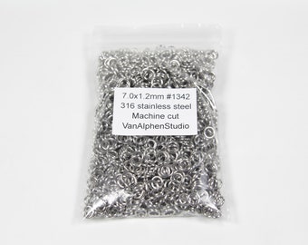 7.0x1.2mm, Stainless Steel Jump Rings, Machine Cut, Chainmaille Rings, Stainless Steel Jumprings, Chainmail Rings, Chain Maille Supplies