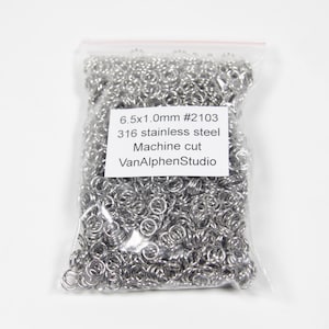 6,5x1,0mm, Edelstahl Biegeringe, Machine Cut, Chainmaille Ringe, Rostfreier Stahl, Chainmail Binderinge, Chainmaille Zubehör, Kettengeflecht