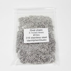 Rvs Ovalenketting, 3,7x3x0,8, 5x4x1, 10m, Schakelketting, Roestvast Staal, Stalen Ketting, Ovale Schakels, Maliën Benodigdheden