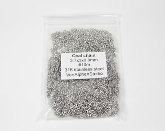 Stainless Steel Oval Chain, 3.7x3x0.8, 5x4x1, 10m, Link Chain, Steel Chain, Oval Link Chain, Chain Maille Supplies