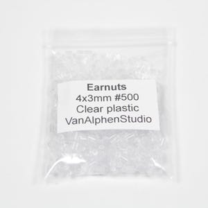 500 stuks Plastic Oorbelstoppers, 4x3mm, Beveiligings Rubbertjes, Achterkantjes, Transparant, Oorhaakjes, Fournituren, Oorbel Stoppers