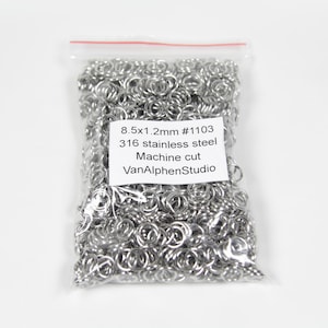 8.5x1.2mm, Stainless Steel Jump Rings, Machine Cut, Chainmaille Rings, Stainless Steel Jumprings, Chainmail Rings, Chain Maille Supplies