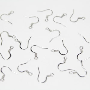 Stainless Steel Pressed Earwires, French Hooks, Ear Wires, Fish Hook Earwires, Hypoallergenic, Earring Supplies, Fishhook Earwires, 22 Gauge image 2