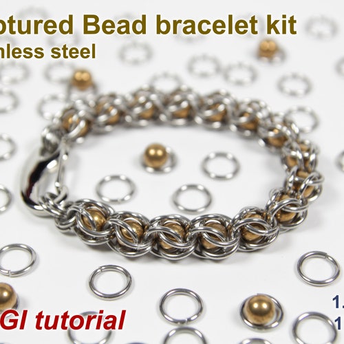 Captured Bead Bracelet Kit Chainmaille Kit Stainless Steel Etsy