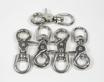 5pcs Stainless Steel Swivel Clasps, Wallet Chain Clasp, Claw Clasp, Key Clip, Chainmail Clasp, Lobster Clasp, Trigger Snap Hook, Biker Chain