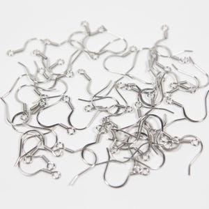 Stainless Steel Pressed Earwires, French Hooks, Ear Wires, Fish Hook Earwires, Hypoallergenic, Earring Supplies, Fishhook Earwires, 22 Gauge image 1