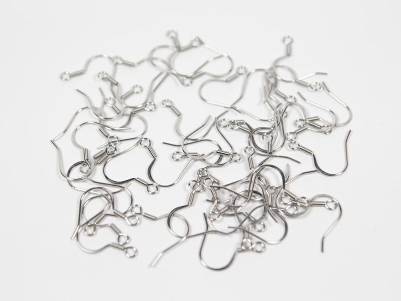 Stainless Steel Pressed Earwires, French Hooks, Ear Wires, Fish Hook Earwires, Hypoallergenic, Earring Supplies, Fishhook Earwires, 22 Gauge image 1