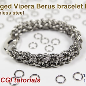 Kinged Vipera Berus Bracelet Kit, 1.2mm, Chainmaille Kit, Stainless Steel, DIY Kit, Jump Rings, Chainmail Bracelet Kit, Chainmail Tutorial