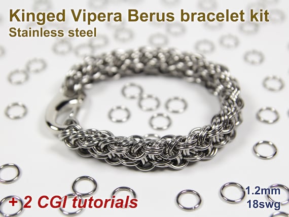 Kinged Vipera Berus Bracelet Kit, Chainmaille Kit, Stainless Steel, DIY  Kit, Jump Rings, Chainmail Bracelet Kit, Chainmail Tutorial 