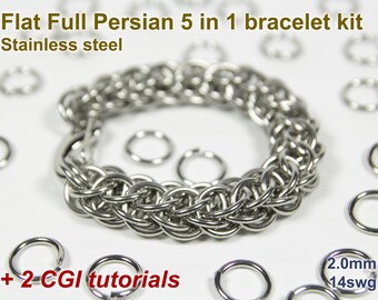 ブレスレット 5本 Flat Full Persian 5 in 1 Bracelet Kit, 2.0mm, Chainmaille