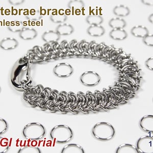 Vertebrae Bracelet Kit, 1.4mm, Chainmaille Kit, Stainless Steel, Chainmail Kit, Jump Rings, Lobster Clasp, Chainmail Tutorial