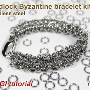 Gridlock Byzantine Bracelet Kit, 1.5mm, Chainmaille Kit, Stainless Steel, Chainmail Kit, DIY Kit, Jump Rings, Chainmaille Tutorial