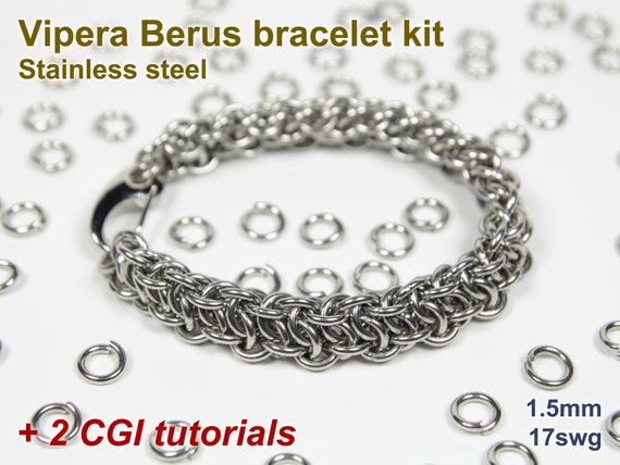 Vipera Berus Bracelet Kit, Chainmaille Kit, Stainless Steel, Chainmail Kit,  DIY Kit, Jump Rings, Chainmail Bracelet Kit, Chainmail Tutorial 
