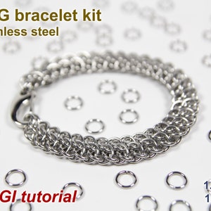 GSG Bracelet Kit, 1.2mm, Stainless Steel, Chainmail Kit, Jump Rings, Lobster Clasp, Chainmaille Bracelet Kit, Chainmail Tutorial