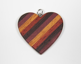 Houten Hart Hangertje, Mozaiek Hart Hanger, Liefdes Ketting, Ketting met Hart, Houten Kettinghanger, Mozaiek Hangertje, Valentijnscadeau