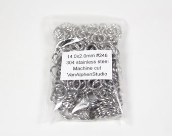 14,0x2,0mm, Rvs Sluitringen, Machine Cut, Maliën Ringen, Roestvast Staal, Rvs Buigringen, Chainmail, Maliën Ringen, Chainmaille Ringetjes