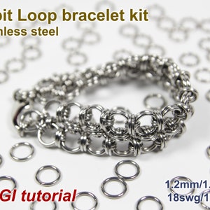 Orbit Loop Bracelet Kit, 1.4mm, Chainmaille Kit, Stainless Steel, Chainmail Kit, Jump Rings, Chainmail Bracelet Kit, Chainmaille Tutorial