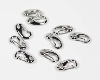 10pcs 15mm Stainless Steel Push Gate Clasps, Bracelet Clasps, Key Clips, Chainmail Clasps, Paracord Clasp, Spring Clip, Lobster Claw Clasps