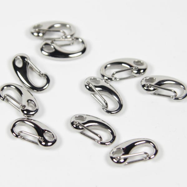 10pcs 15mm Stainless Steel Push Gate Clasps, Bracelet Clasps, Key Clips, Chainmail Clasps, Paracord Clasp, Spring Clip, Lobster Claw Clasps