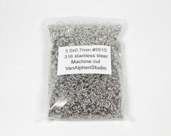 5,0x0,7mm, Rvs Sluitringen, Machine Cut, Maliën Ringen, Roestvast Staal, Rvs Buigringen, Chainmail Ringen, Maliën Ringen, Ringetjes