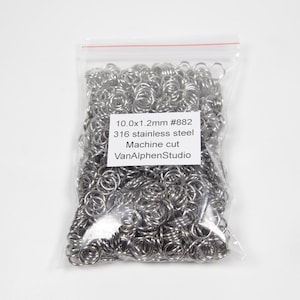 10,0 x 1,2 mm, kółka montażowe ze stali nierdzewnej, cięte maszynowo, kółka kolcze, kółka montażowe ze stali nierdzewnej, kółka kolcze, artykuły kolcze