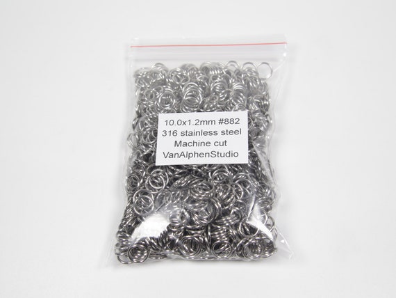 10.0x1.2mm, Stainless Steel Jump Rings, Machine Cut, Chainmaille Rings, Stainless Steel Jumprings, Chainmail Rings, Chain Maille Supplies