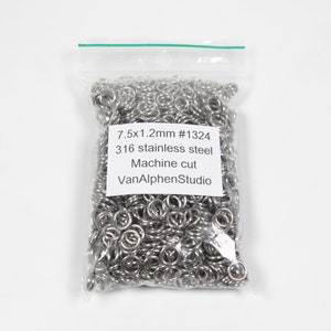 7.5x1.2 mm、ステンレススチールジャンプリング、マシンカット、チェーンメイルリング、ステンレススチールジャンプリング、チェーンメイルリング、チェーンメイル用品